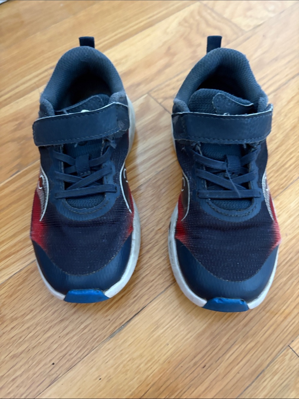 Kids Navy and Red Athletic Sneakers - Velcro Closure